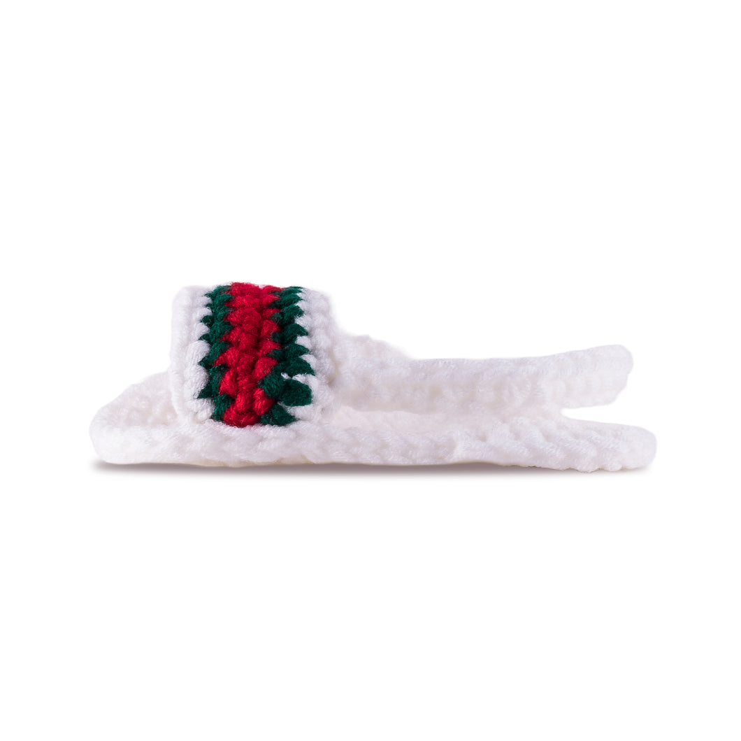 White Crochet Baby Slides