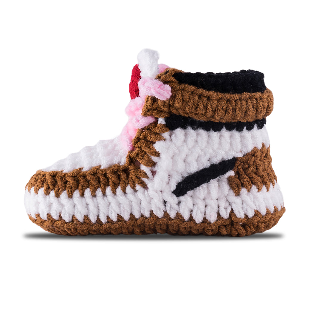 J-1 Crochet Baby Shoes Mocha