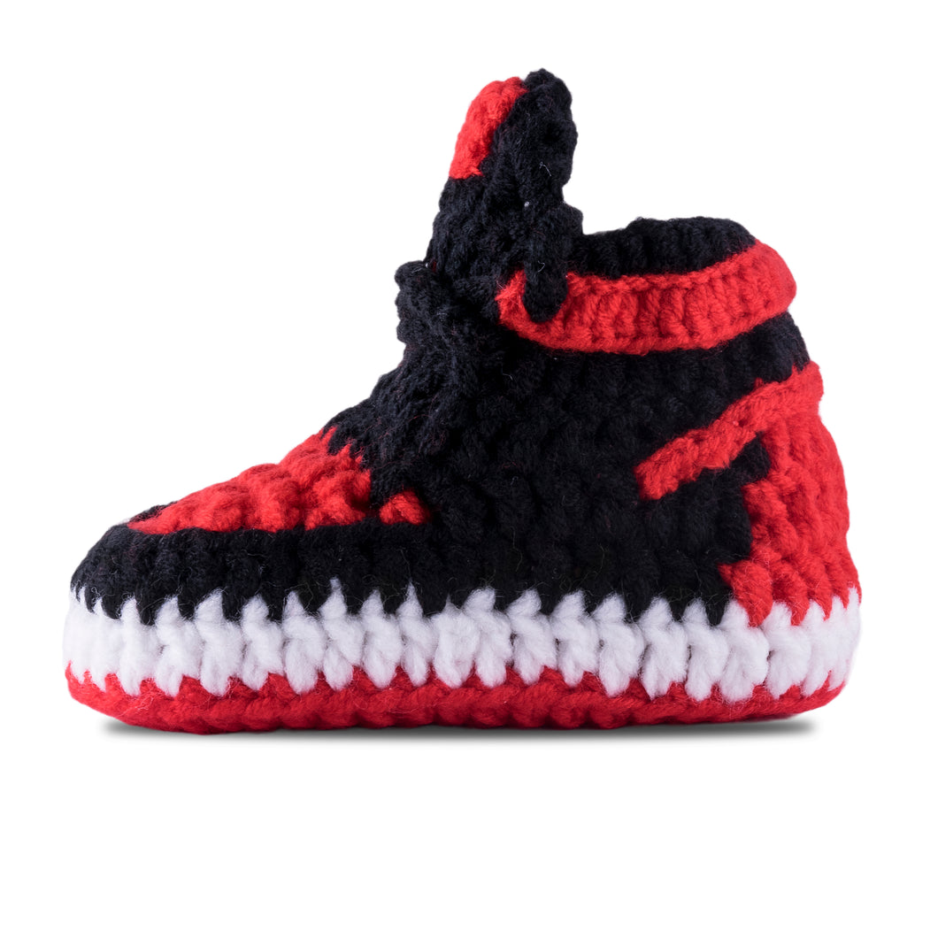 J-1 Crochet Baby Shoes Red